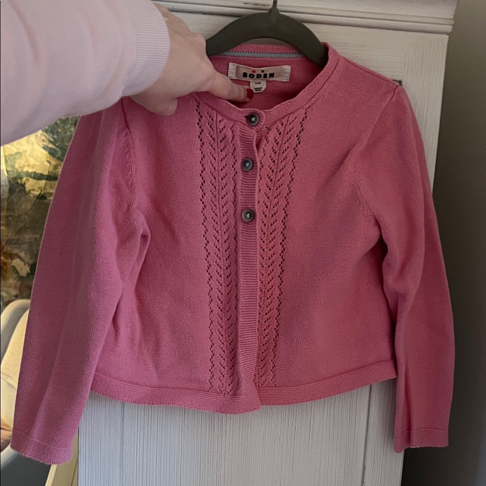 Boden Kids Pink Button-Up Sweater